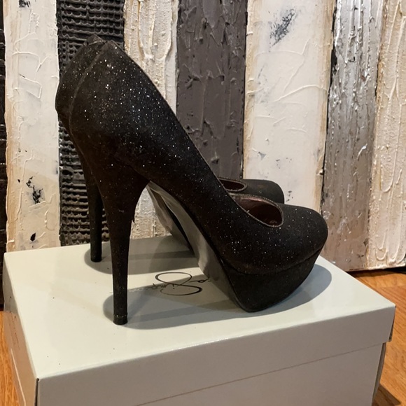 Black sparkle Steve Madden platform heels - Picture 2 of 2